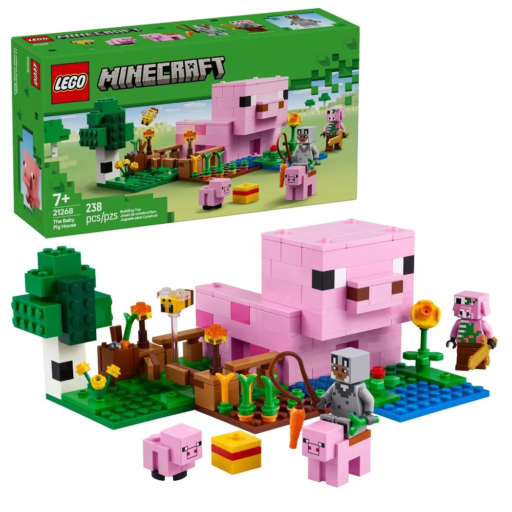 LEGO Minecraft: Casa del Cerdito Bebé Figuras de Juguete y Set de Construcción