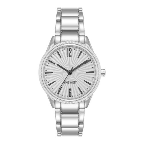 NINE WEST Reloj con esfera blanca y tono plateado Para Mujer